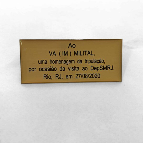 Placa despedida p/Panóplia ou Brindes